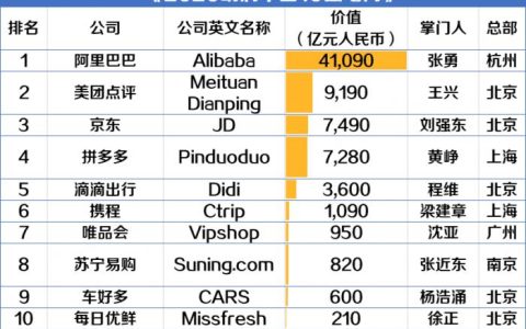 电商公司排名全国前十（中国十大电商公司排行榜）